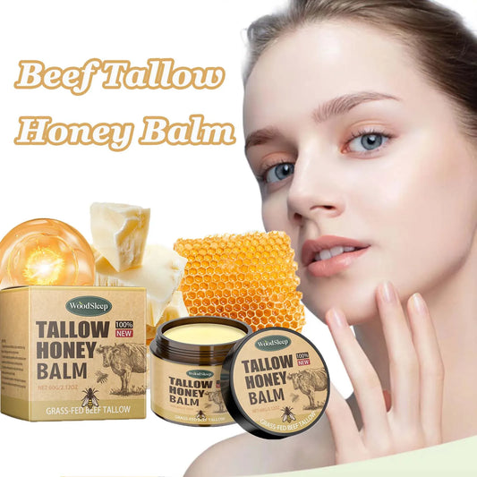 Beef Tallow Honey Balm Moisturizing Hydrating Face Cream Body Lotion Fades Fine Lines Tighten Soothen Brightening Facial Skin Peaceful Pleasures Health and Wellness