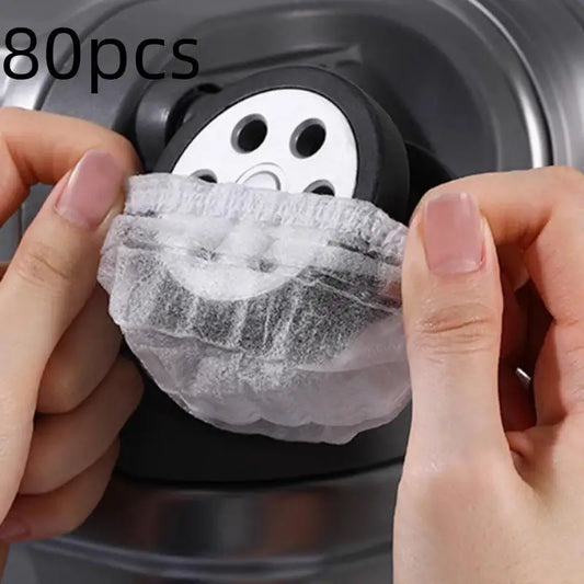 50/80pcs Disposable Suitcase Wheel Covers Universal Dustproof Protectors for Luggage Trolley Cases Travel Sanitary Accessories Peaceful Pleasures Health and Wellness