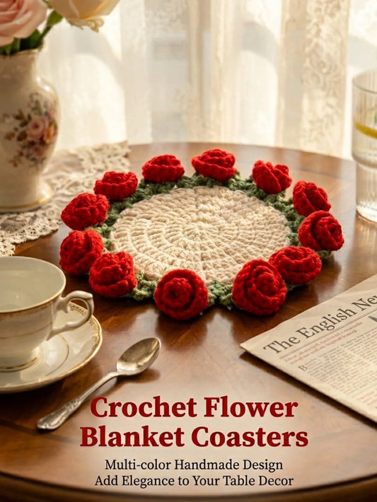 Handmade Crochet Flower Coaster | Vintage Boho Cup Mat Gift Crochet Flower Coaster Peaceful Pleasures Health and Wellness