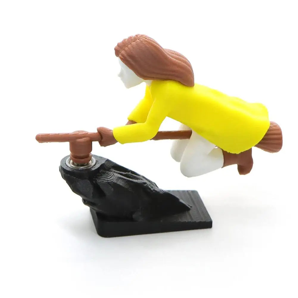 Witch Wizard Broomstick Moving Dashboard Ornament | Car Decor