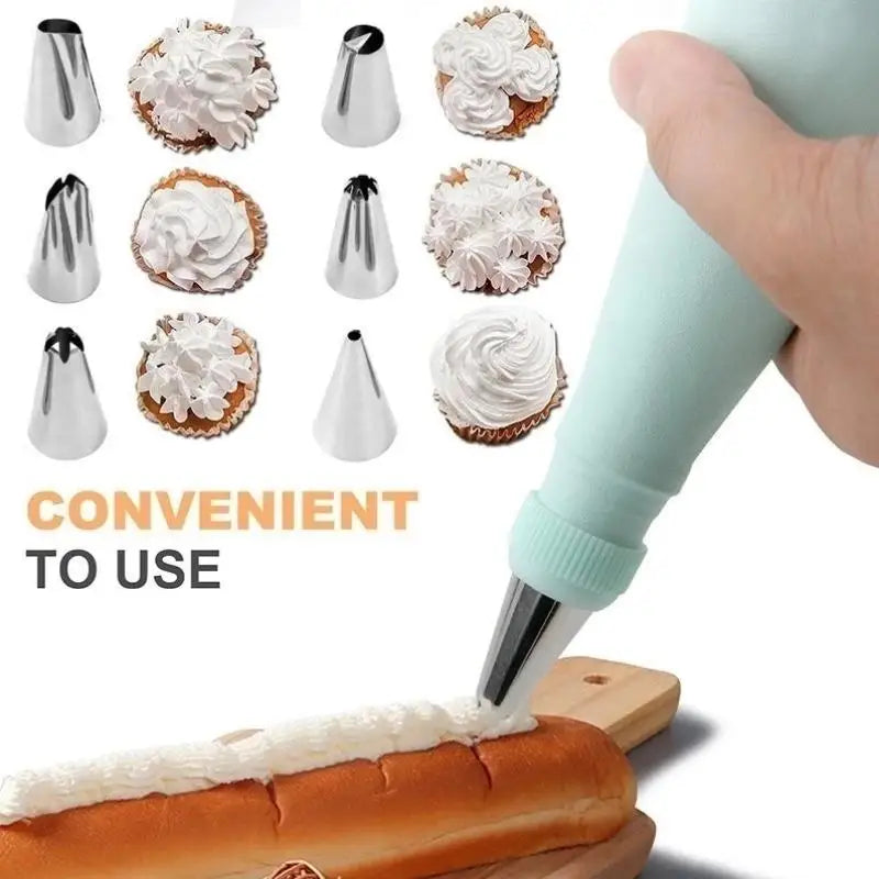 34-Piece Stainless Steel Piping Nozzle Set & Reusable Pastry Bag Cake Decorating Set Peaceful Pleasures Health and Wellness