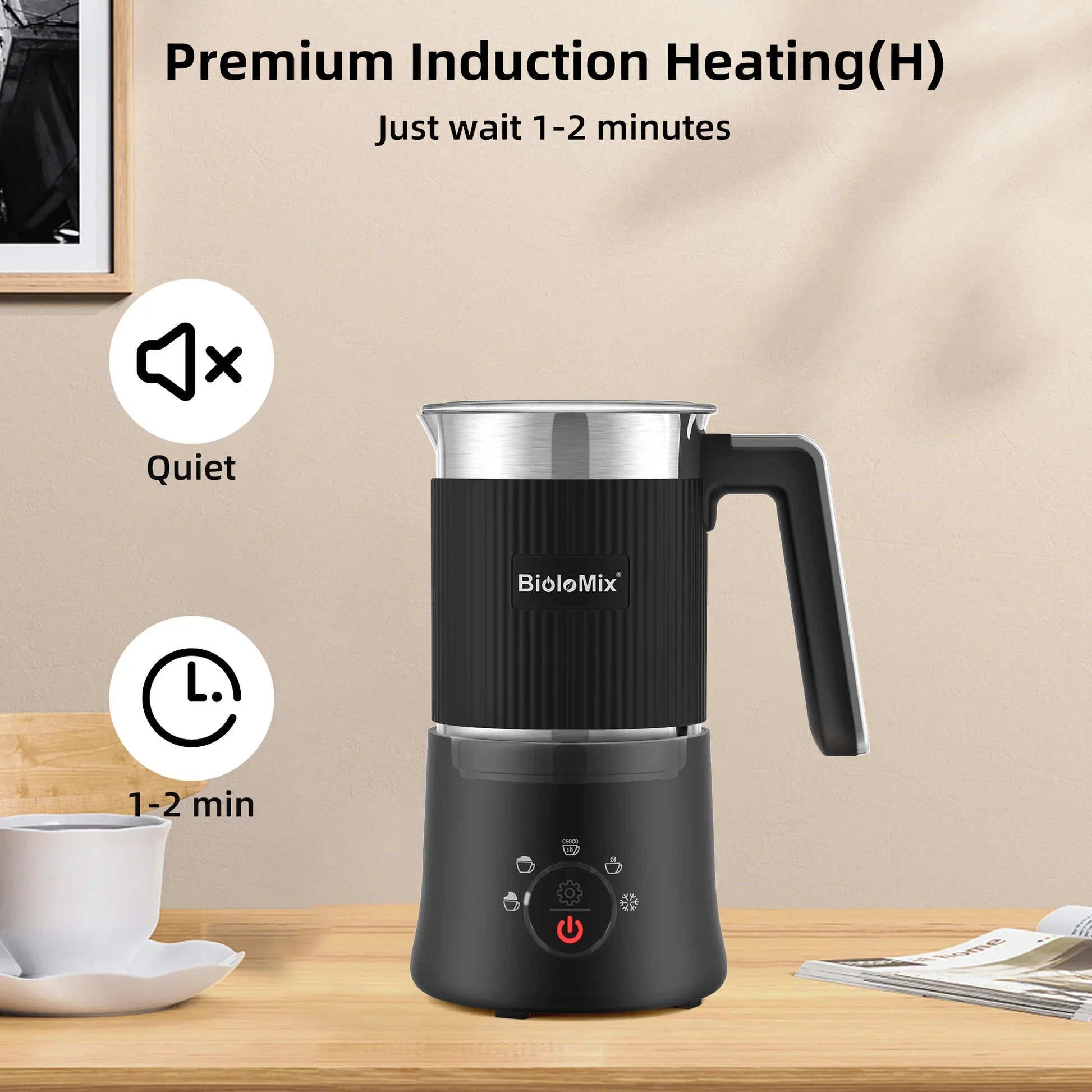 BioloMix 5-in-1 Detachable Milk Frother & Steamer 500W Milk Frother Peaceful Pleasures Health and Wellness