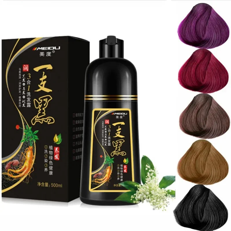 Ginger Herbal Hair Color Shampoo — Multi-Shade, Ammonia-Free, Gray Coverage | 500ml Peaceful Pleasures Health and Wellness