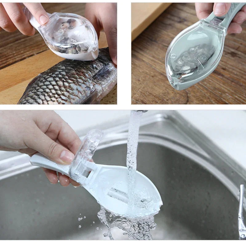 Fish Scales Graters Scraper Fish Cleaning Tool Scraping Scales Device with Cover Home Kitchen Cooking Fish Tool Kitchen Tools Peaceful Pleasures Health and Wellness