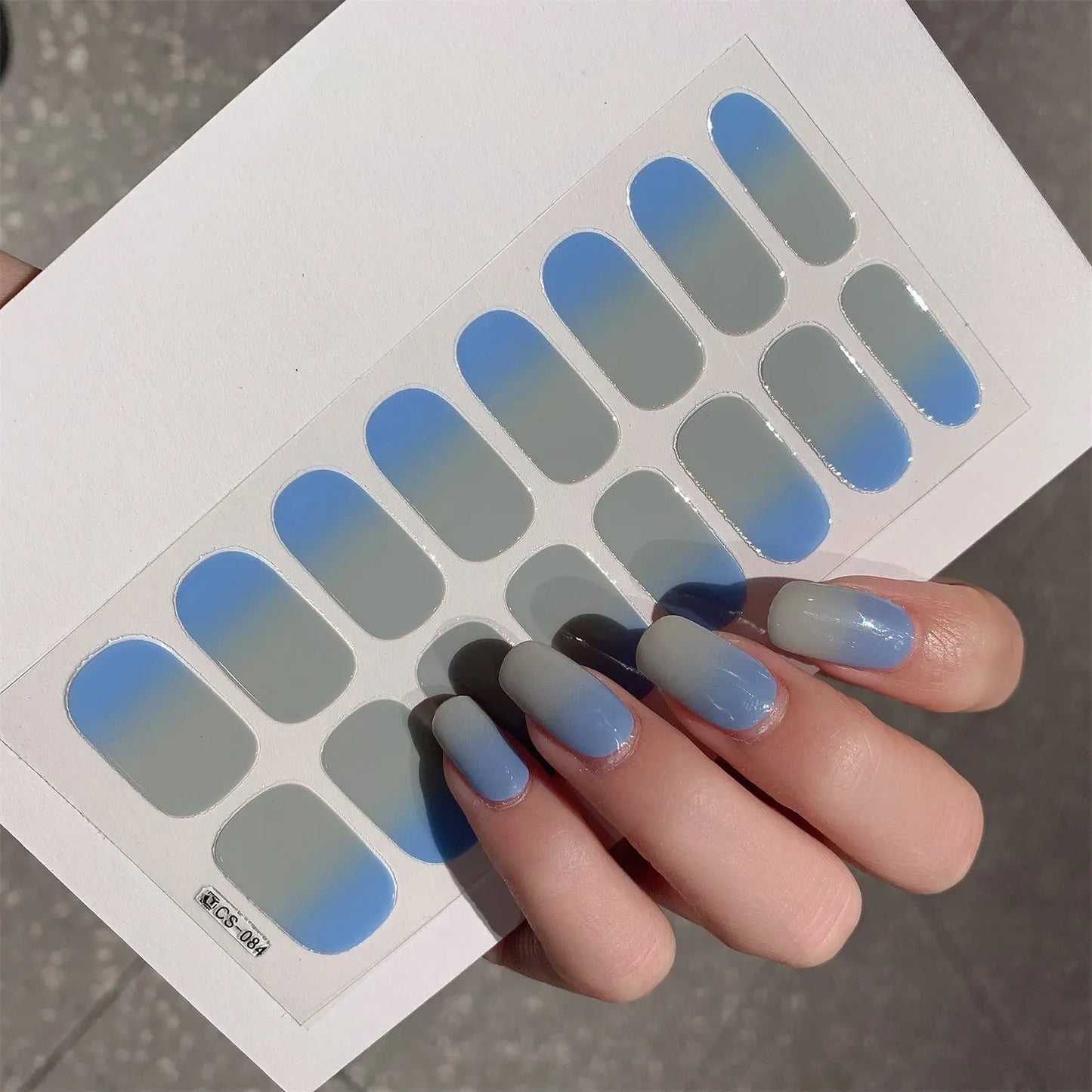 1 Sheet Semi Cured Wrap Gradient Nail Sticker Multi Color Solid Gel Full Cover Slider No Need UV Lamp Cured Fast Gel Nail Decal Peaceful Pleasures Health and Wellness Cs84