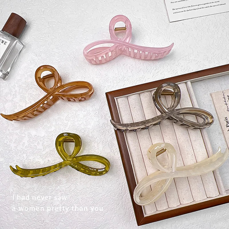 Elegant Jelly Bow Hair Claw Women Girls Sweet Ornament Back Headband