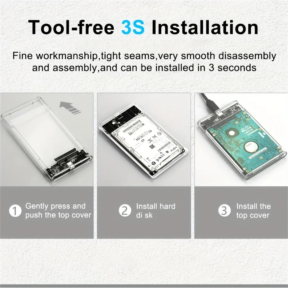 2.5 Inch HDD SSD Case SATA to USB 3.1 Type C 4TB Transparent External Hard Drive Housing Compatible UASP SATA III Laptop Peaceful Pleasures Health and Wellness