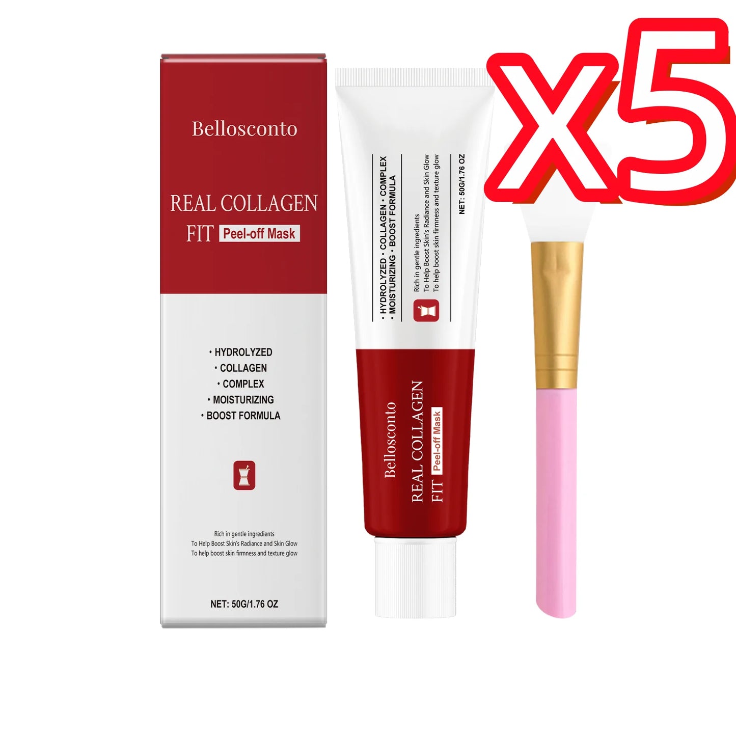 Collagen Peel Off Mask Clean Pores Exfoliating Remove Blackheads Reduce Oil Brighten Dull Skin Moisturize Smooth Skins Face Mask Peaceful Pleasures Health and Wellness 1set Boxed x 5