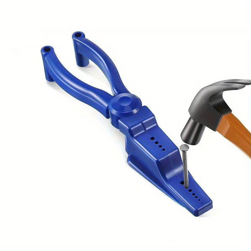 Pointed Nose Nail Pliers Cement Steel Nails Pointed Nose Pliers Safety Hand Guard Nail Hammering Assistant Nail Fixing Tool Peaceful Pleasures Health and Wellness blue