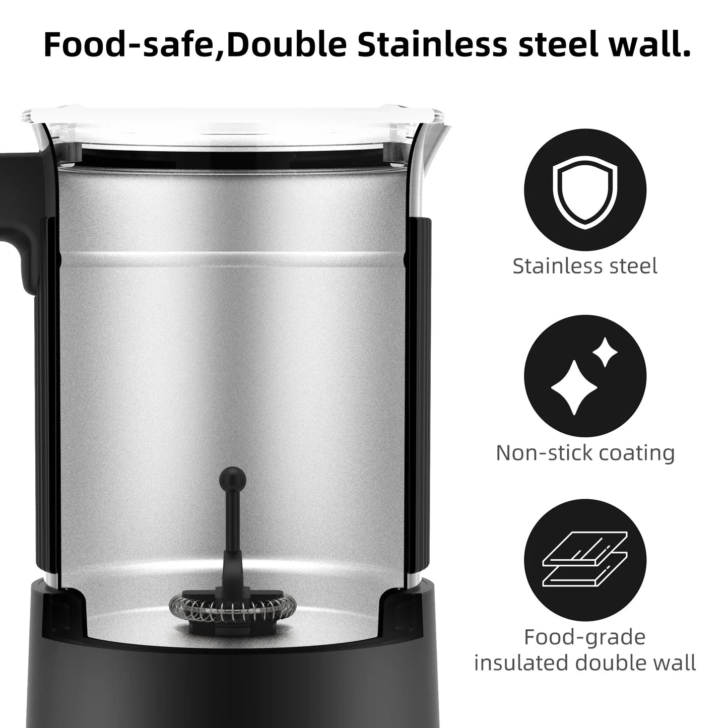 BioloMix 5-in-1 Detachable Milk Frother & Steamer 500W Milk Frother Peaceful Pleasures Health and Wellness