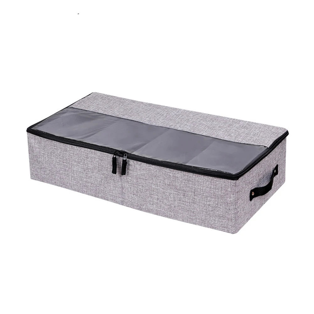 Clothing Storage Bag Made Of Cotton And Linen Washable Separated Dust-Proof Thickened Suitable For Moving Bed Bottom Storage Box Peaceful Pleasures Health and Wellness GRAY