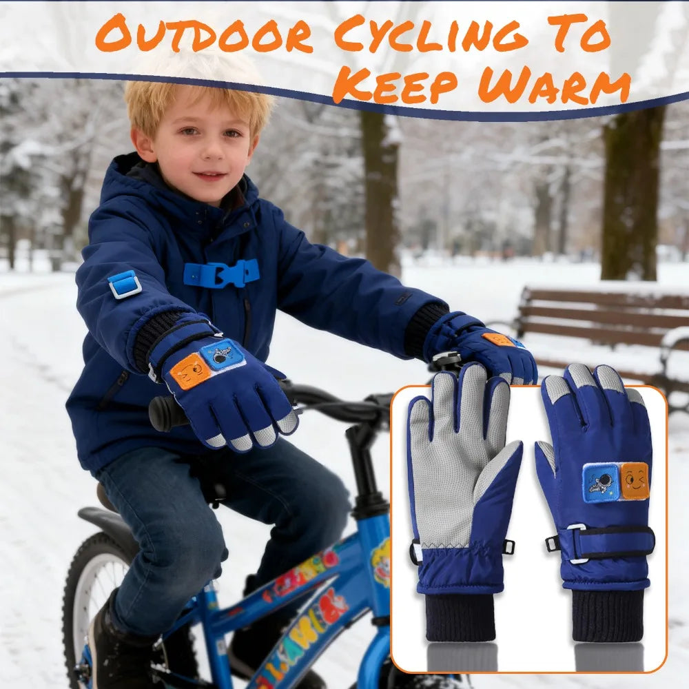 Kids' Snow Gloves for Boys Girls - Winter Warm with Anti-Slip Grip & Cute Designs for Bike Riding, Snow Play, Skating Peaceful Pleasures Health and Wellness