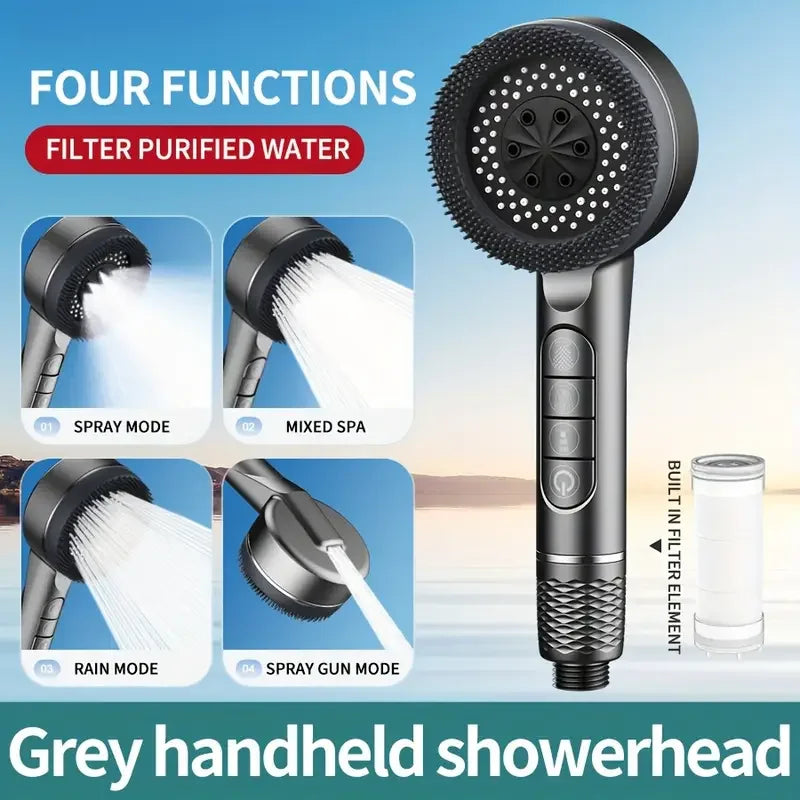 4-Speed Handheld Shower Head & Bracket Set | Rainfall Boost