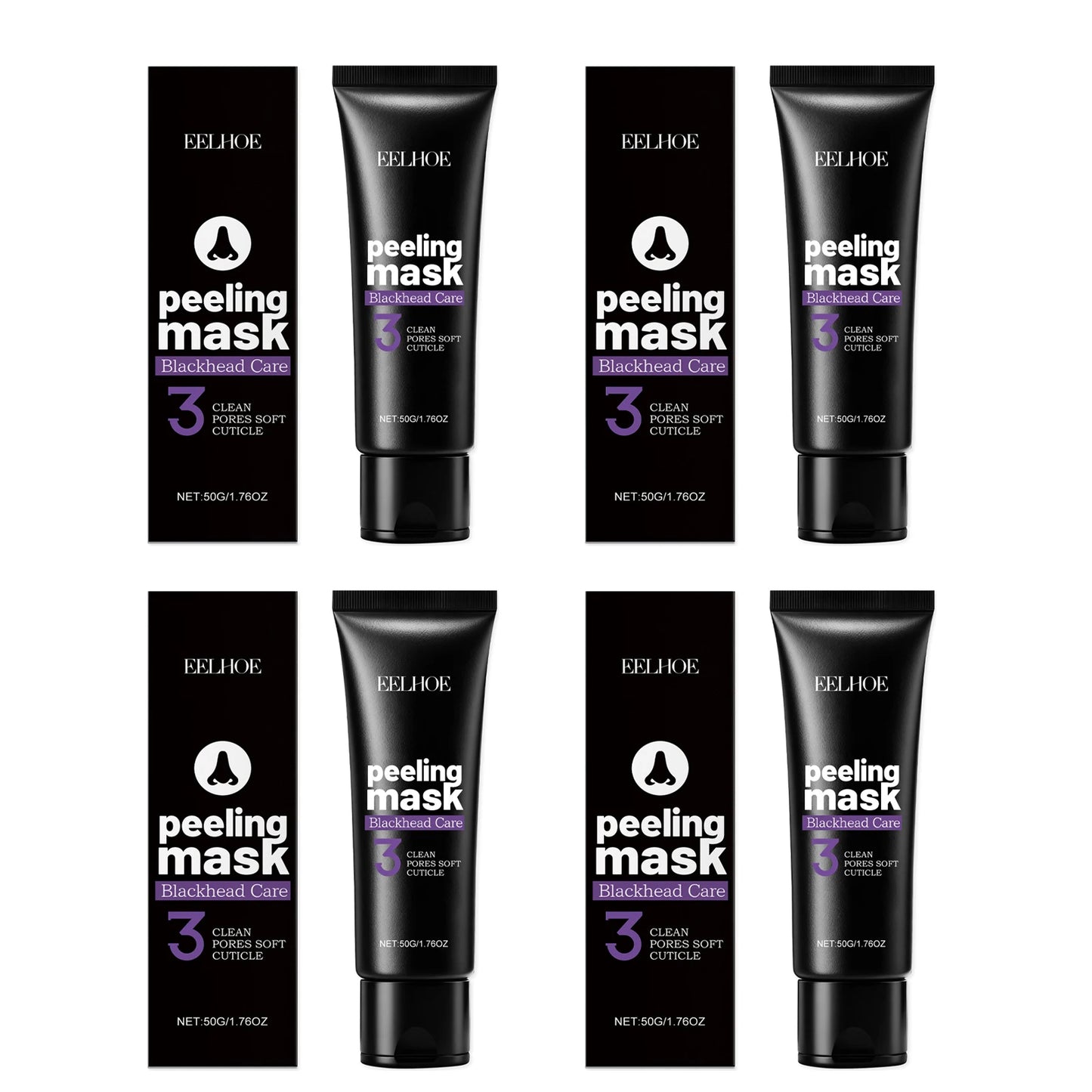 Eelhoe Blackhead Peeling Mask | Deep Pore Cleanse & Brighten Peel-Off Face Mask Peaceful Pleasures Health and Wellness 4 x 50g Boxed