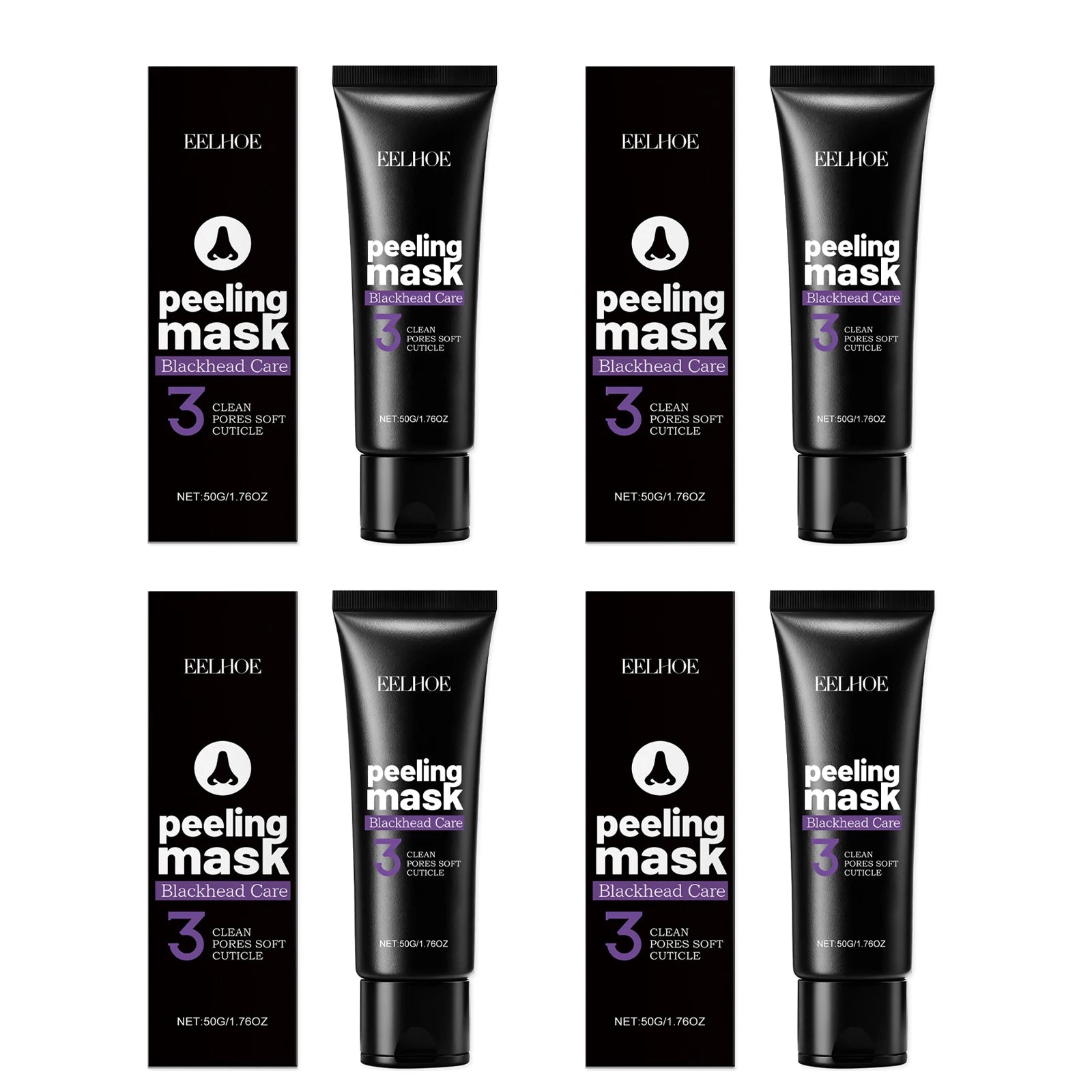 Eelhoe Blackhead Peeling Mask | Deep Pore Cleanse & Brighten Peel-Off Face Mask Peaceful Pleasures Health and Wellness 4 x 50g Boxed