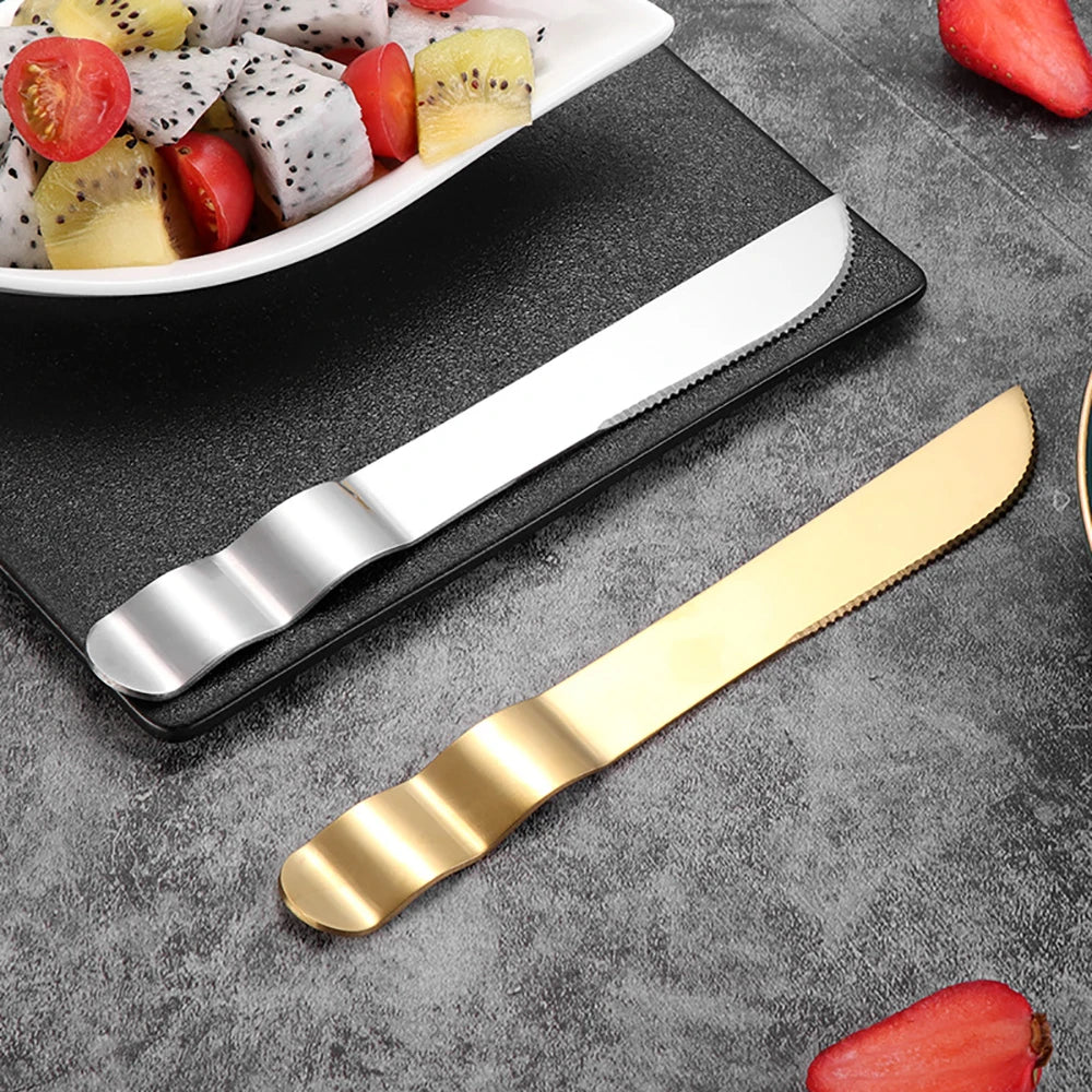 8-Piece Rose Gold Stainless Steel Cake Server & Knife Set – Wedding, Birthday & Pastry Tools
