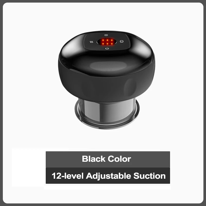 Heating Intelligent Vacuum Cupping Massager - Gua Sha Cupping Massager for Back Neck Arm Body Peaceful Pleasures Health and Wellness 12 Levels Black