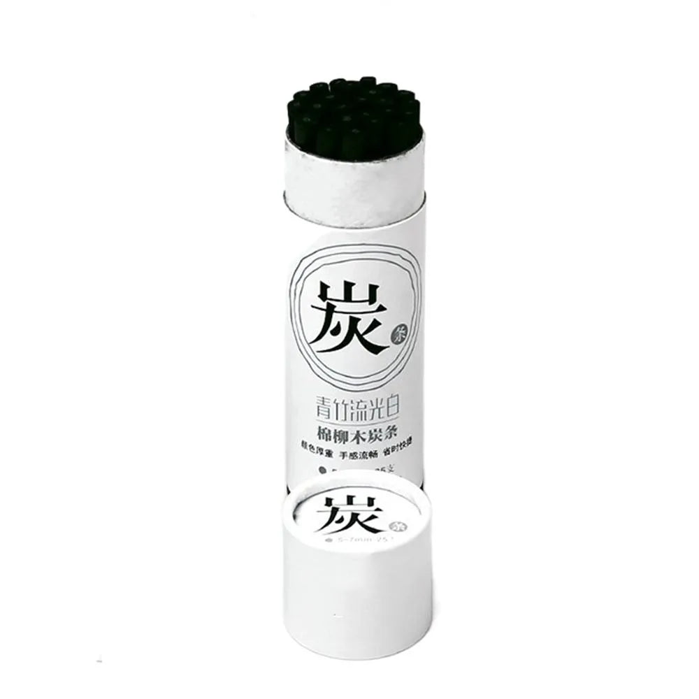 Black Color Charcoal Sticks Willow Charcoal Strong Color Charcoal Bars Professional Vine Charcoal Drawing Charcoal Pencils Peaceful Pleasures Health and Wellness 5 to 7mm