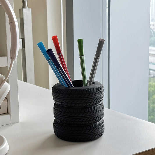 Tire Shaped Pen Holder | Creative Desk Organizer & Decor Pen Holder Peaceful Pleasures Health and Wellness