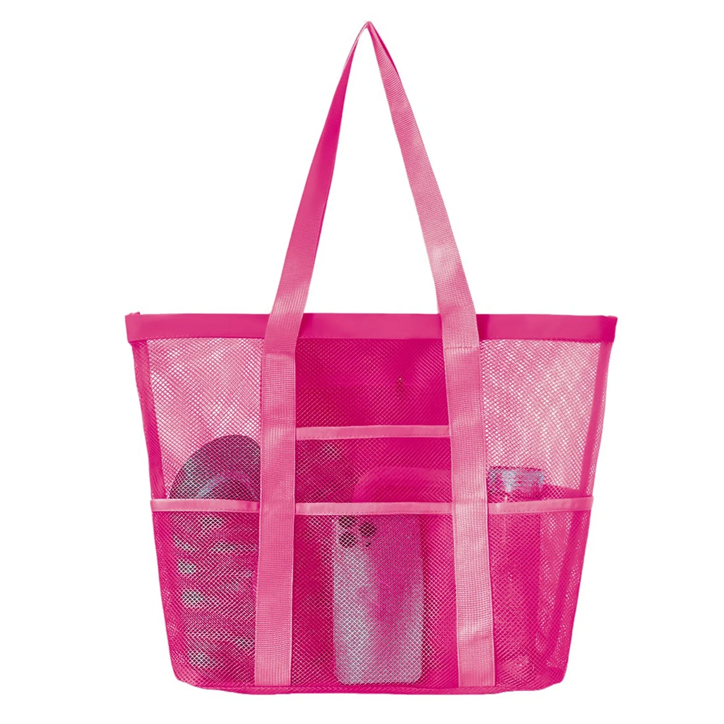 PEAKINBAGS Mesh Beach Tote Bag – Large Multi-Pocket Pool Bag