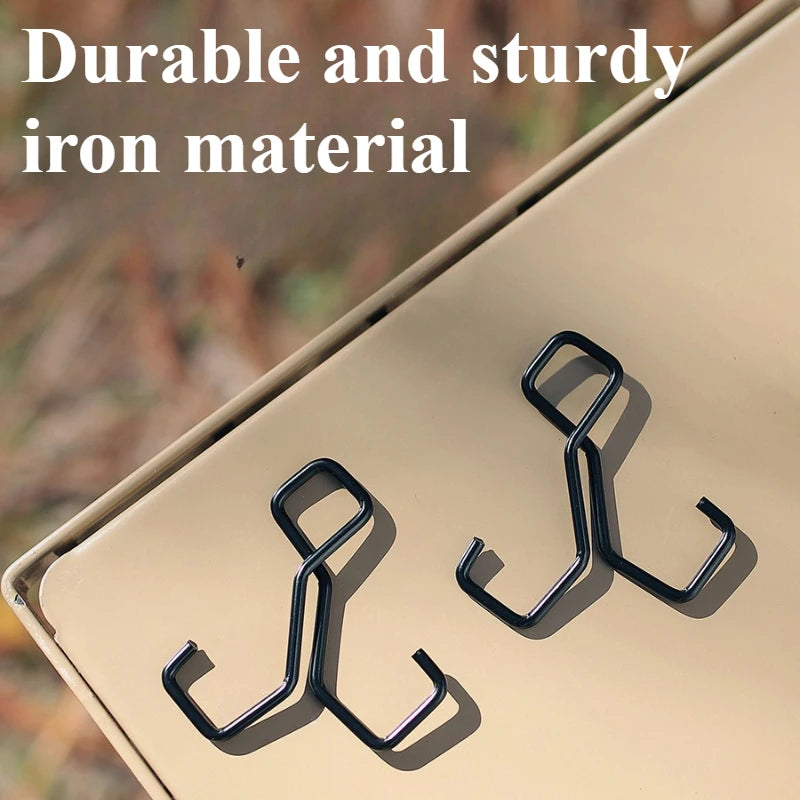Black Iron Dual S-Hook | Portable Anti-Slip Outdoor Storage Hook