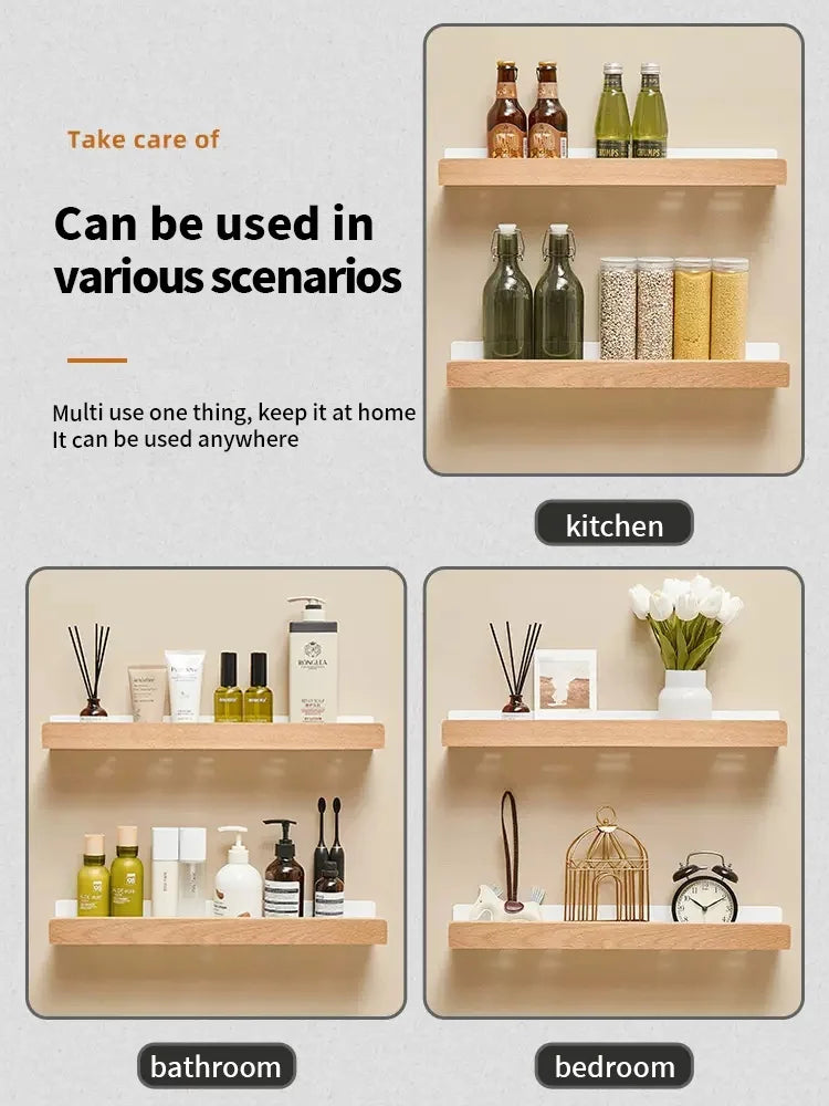 Wooden Wall Mounted Shelf – Bathroom, Kitchen & Living Room
