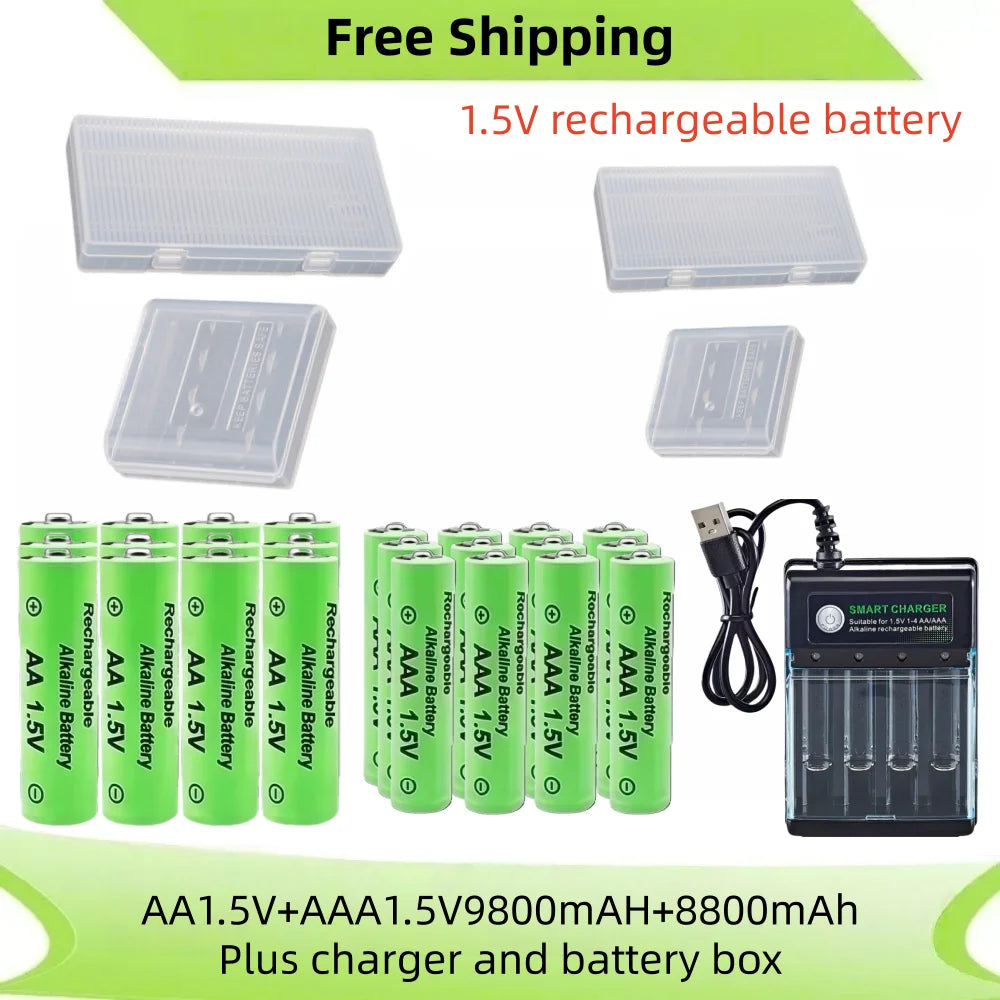 Yuform 1.5V AA & AAA Rechargeable Batteries + USB Charger