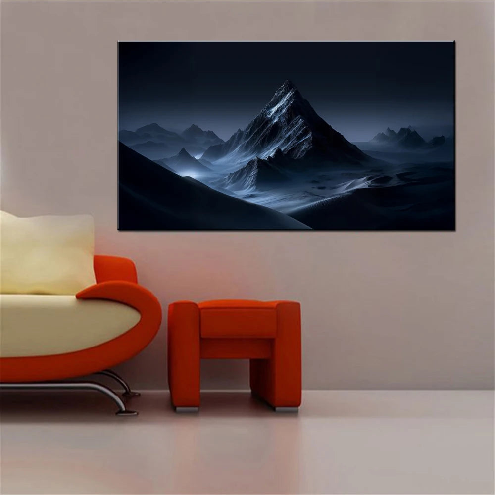 Mountain Night Landscape Canvas Wall Art | Nature Poster Canvas Wall Art Peaceful Pleasures Health and Wellness