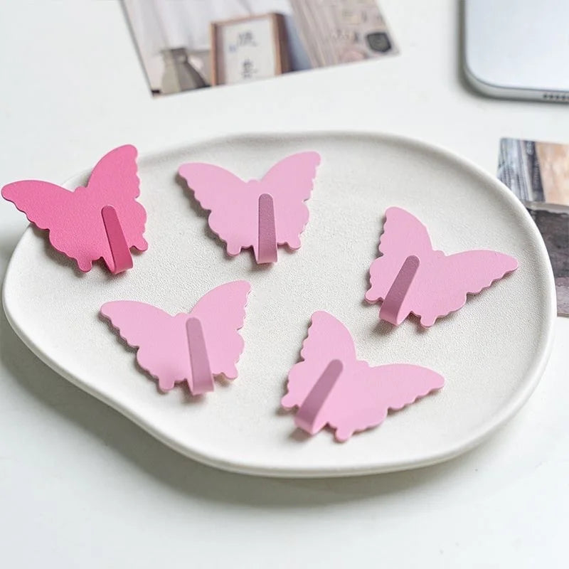 3-Pack Butterfly Wall Hooks Self-Adhesive Decorative Hangers