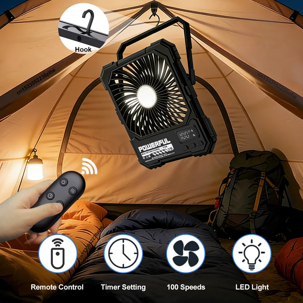 20000mAh Desktop Fan Rechargeable Wireless Tent Camping Ceiling Fan Foldable Desk Fan Air Circulator with Light Remote Control Peaceful Pleasures Health and Wellness