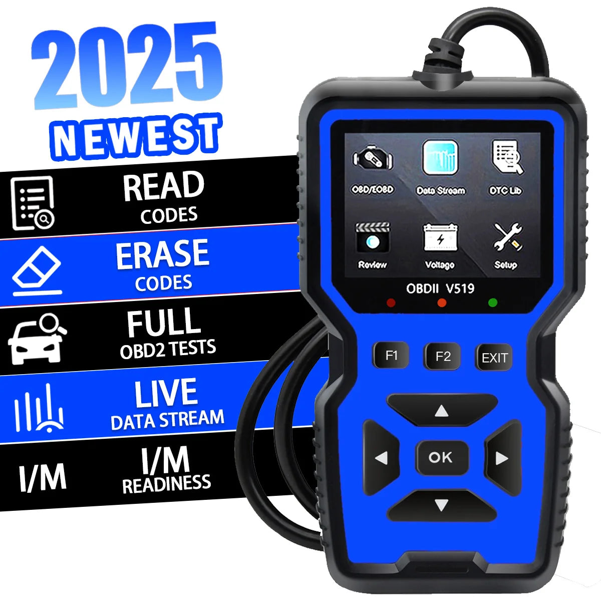 V100 OBD2 Scanner & Battery Tester for Cars & Trucks Peaceful Pleasures Health and Wellness Blue
