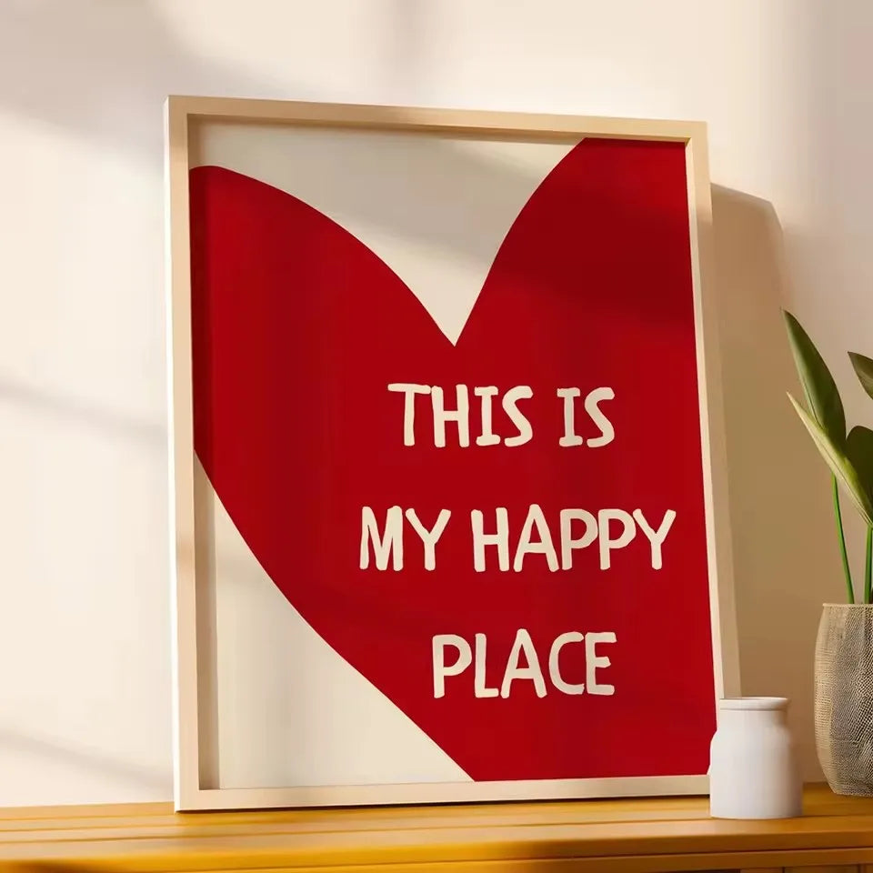 1 Piece Frameless Red Love Heart How Lucky Are We Poster Canvas Painting Modern Print Wall Art Bedroom Home Decor Valentine Gift Peaceful Pleasures Health and Wellness ZLH2856 100x150cm No Frame