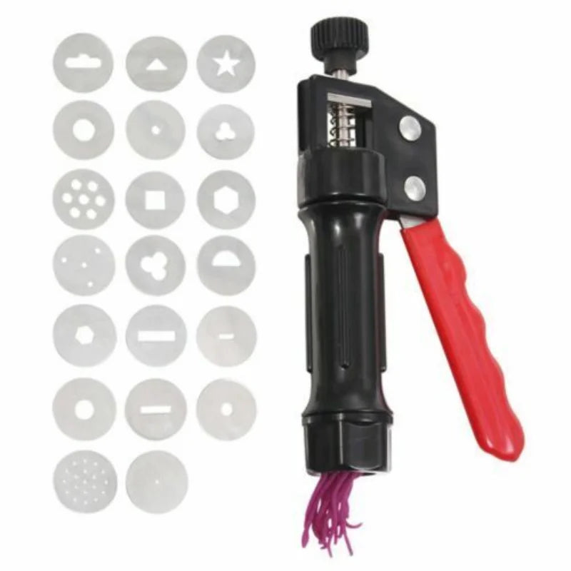 Hand-Held Clay Extruder Gun with 20 Nozzle Discs | Art Tool Clay Extruder Tool Peaceful Pleasures Health and Wellness