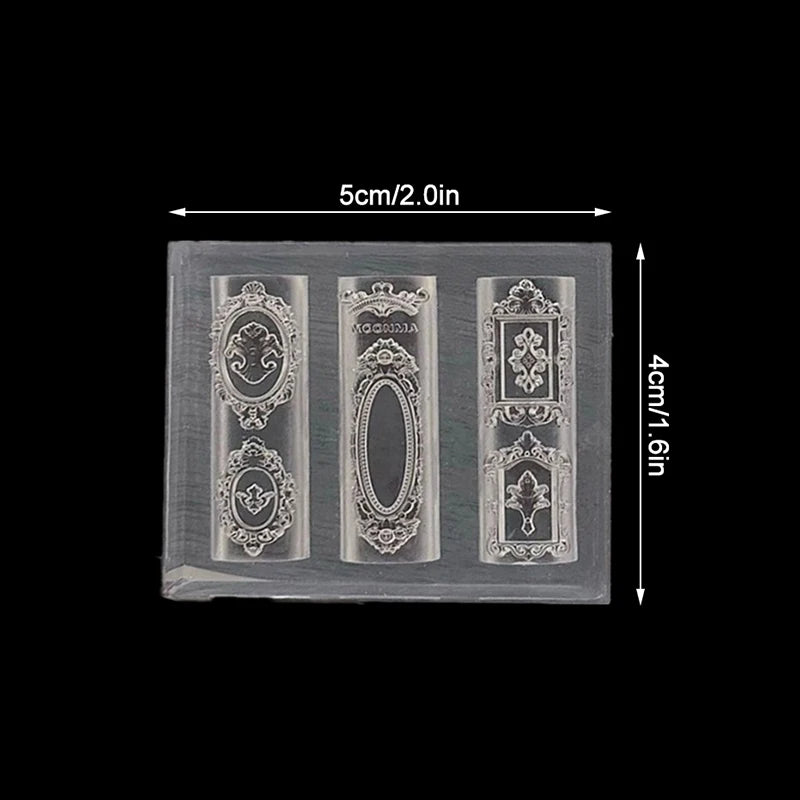 European Retro Photo Frame Shape Silicone Nail Mold Nail Stamping Nails DIY Nail Salon Design Stereoscopic Manicure Art Tool Peaceful Pleasures Health and Wellness one size