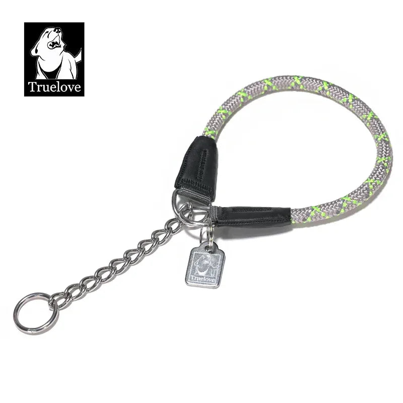 Truelove P-Chain Reflective Nylon Dog Collar TLC5373 Peaceful Pleasures Health and Wellness Gray Grass green S China Mainland