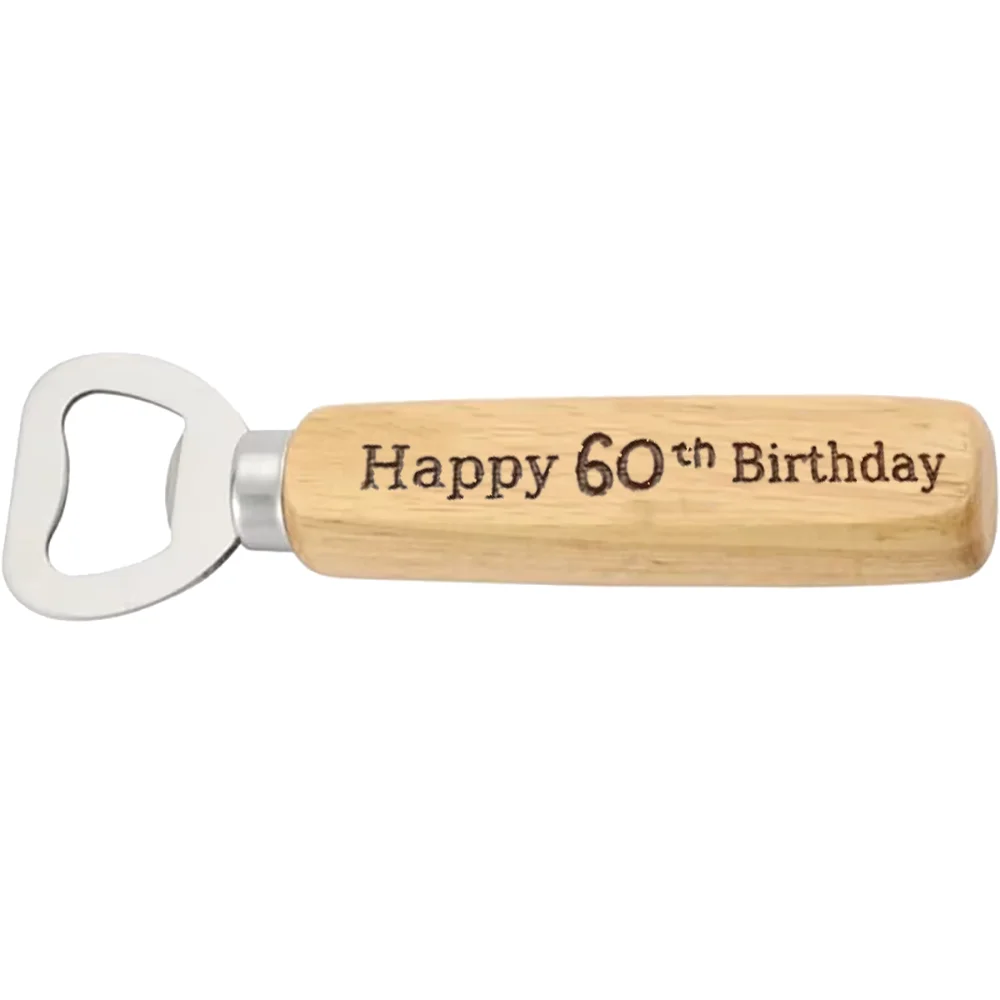 Wood Birthday Bottle Opener 18th–60th | Milestone Gift Wood Bottle Opener Peaceful Pleasures Health and Wellness 60th 1pcs 14x4cm