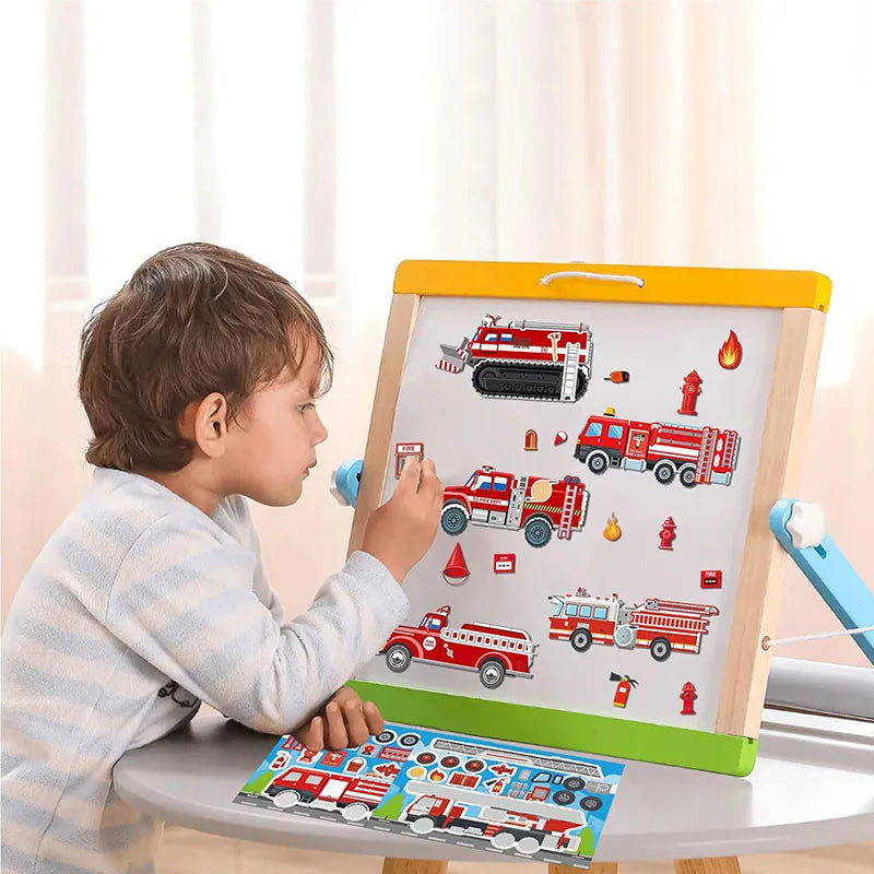 Make Fire Engine Stickers Kid DIY Toys Create Own Fireman Face
