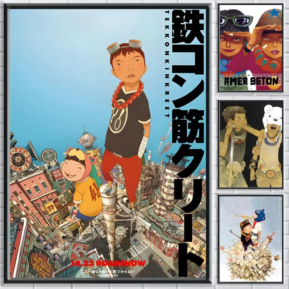 Tekkonkinkreet Anime Poster HD Self-Adhesive Waterproof Wall Art Anime Wall Poster Peaceful Pleasures Health and Wellness