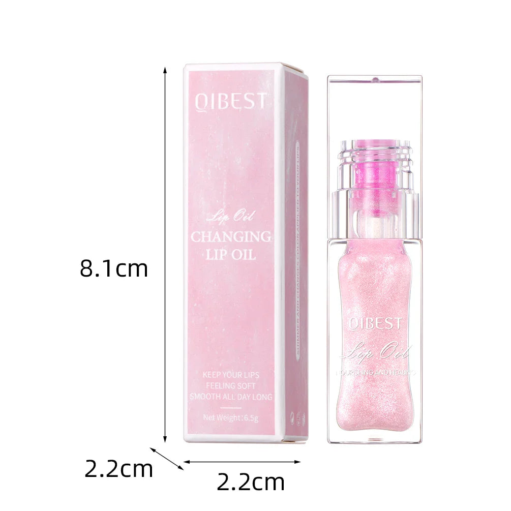 QIBEST Color Changing Lip Oil – Glitter Gloss & Balm