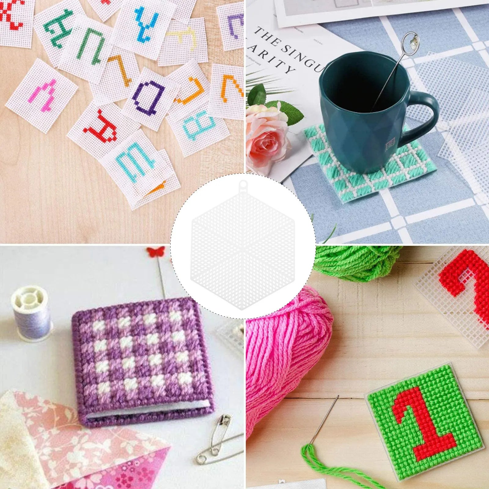 10Pcs White Plastic Mesh Sheets Embroidery Mesh Grid DIY Cross Stitch Yarn Crafting Sewing Handmade Craft Canvas Peaceful Pleasures Health and Wellness