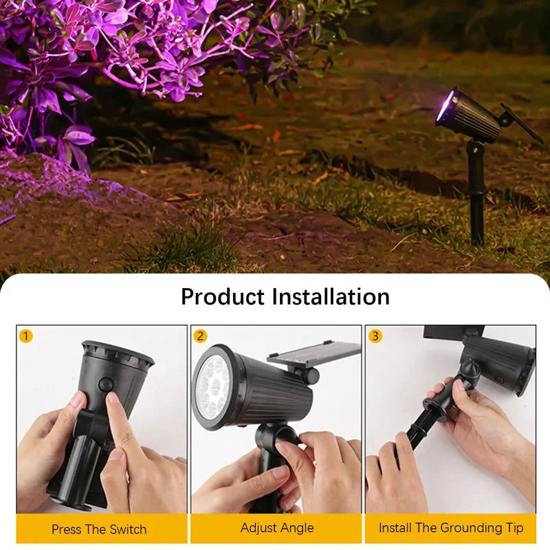 9 LED Solar Spotlights IP65 Waterproof Dimmable Outdoor Garden