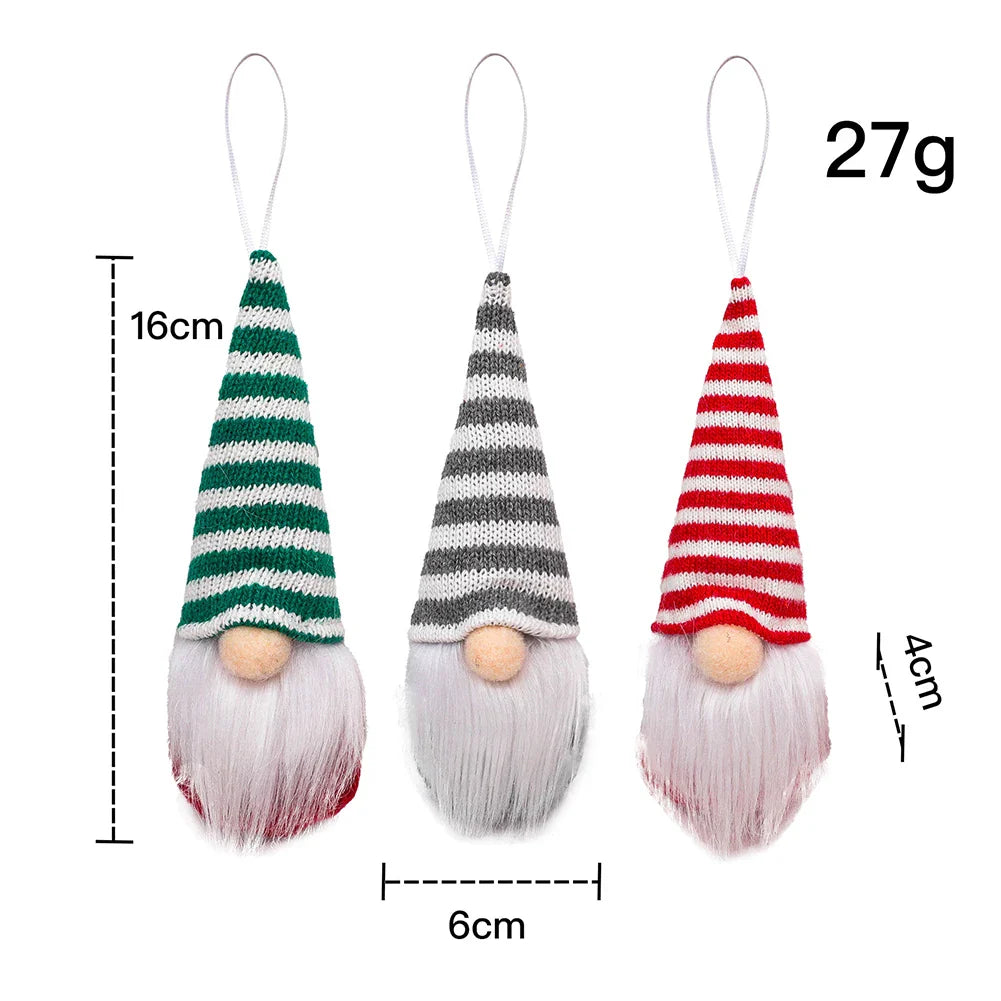 Christmas Faceless Gnome Ornaments – Soft Felt Pendants, Set of 3