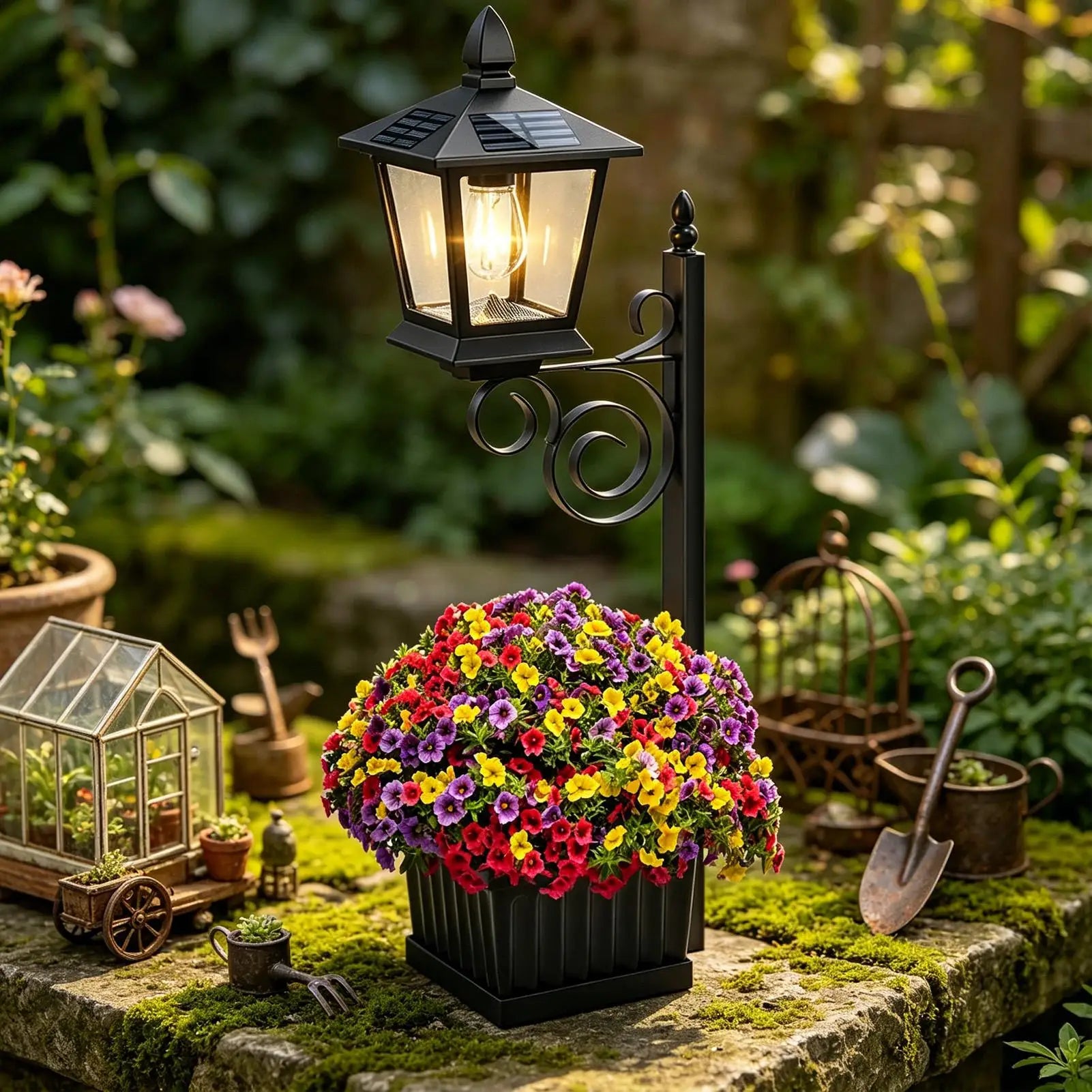 Solar Plant Pot Light 2-in-1 Outdoor Garden Floor Lamp Solar Garden Lamp Peaceful Pleasures Health and Wellness