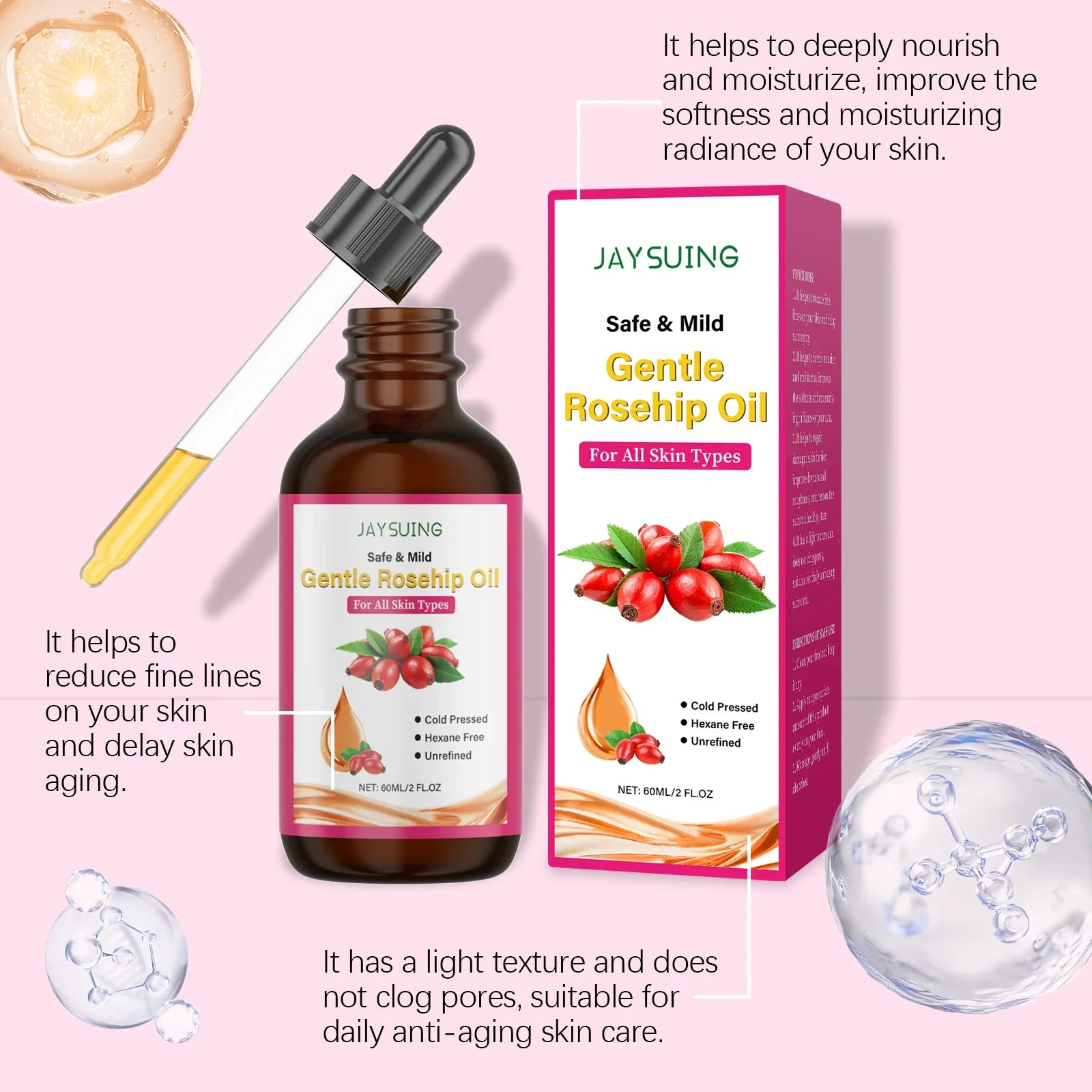 Rose Fruit Seed Facial Oil – Anti-Aging, Pore & Fine Lines Facial Treatment Oil Oasis Select