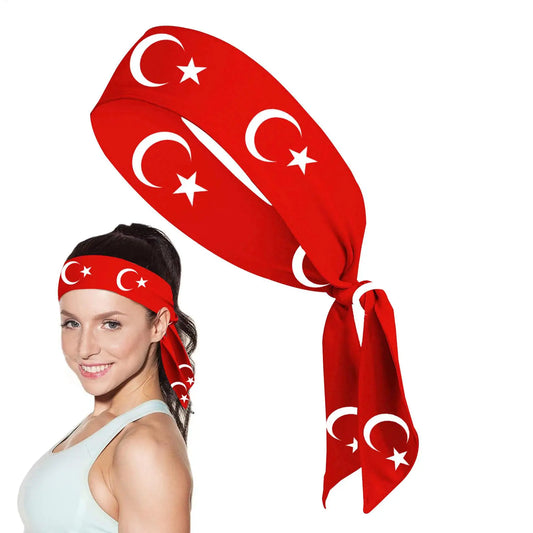 Turkey Flag Wide Sports Headband – Unisex Yoga Gym Running Sports Headband Peaceful Pleasures Health and Wellness