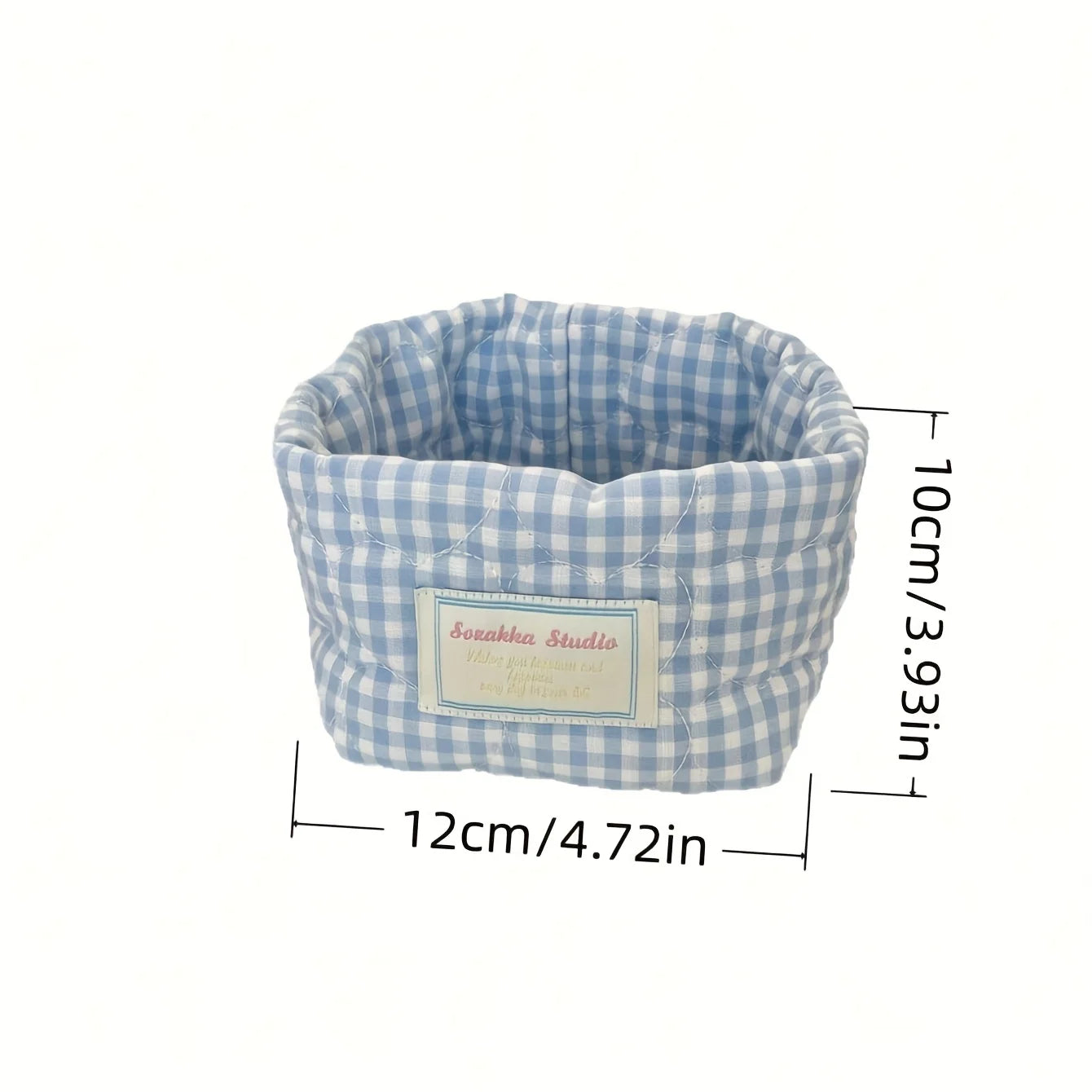 Foldable Checkered Heart Storage Basket | Quilted Organizer