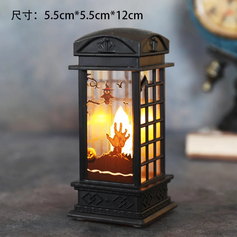 Halloween Pumpkin Castle Decorative Lamp Simulated Flame LED Light Small Hand Lantern For Holiday Outdoor Bar Garden Decoration Peaceful Pleasures Health and Wellness Phone ghost hand Other