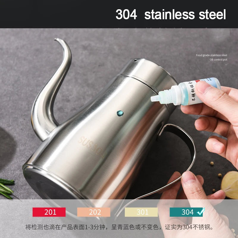 304 Stainless Steel Oil Pot Kitchen Oil Bottle Oil Tank Pot Household Edible Oil Pot Large Oil Tank Oil Pot Pouring Oil Bottle Peaceful Pleasures Health and Wellness