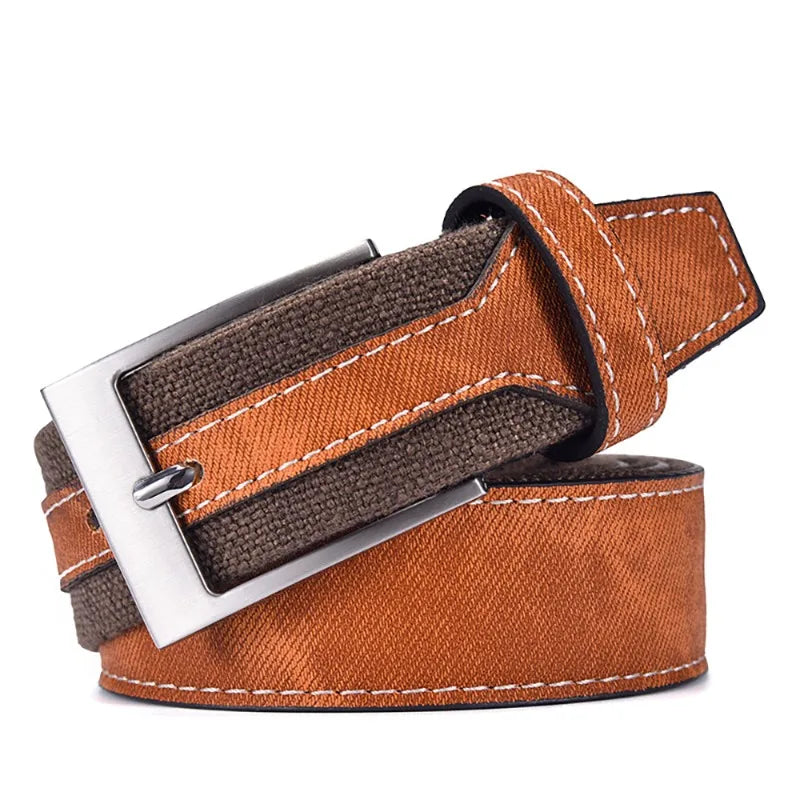 Men's Canvas & Faux Leather Hybrid Belt | Casual Everyday Style Men's Casual Belt Peaceful Pleasures Health and Wellness