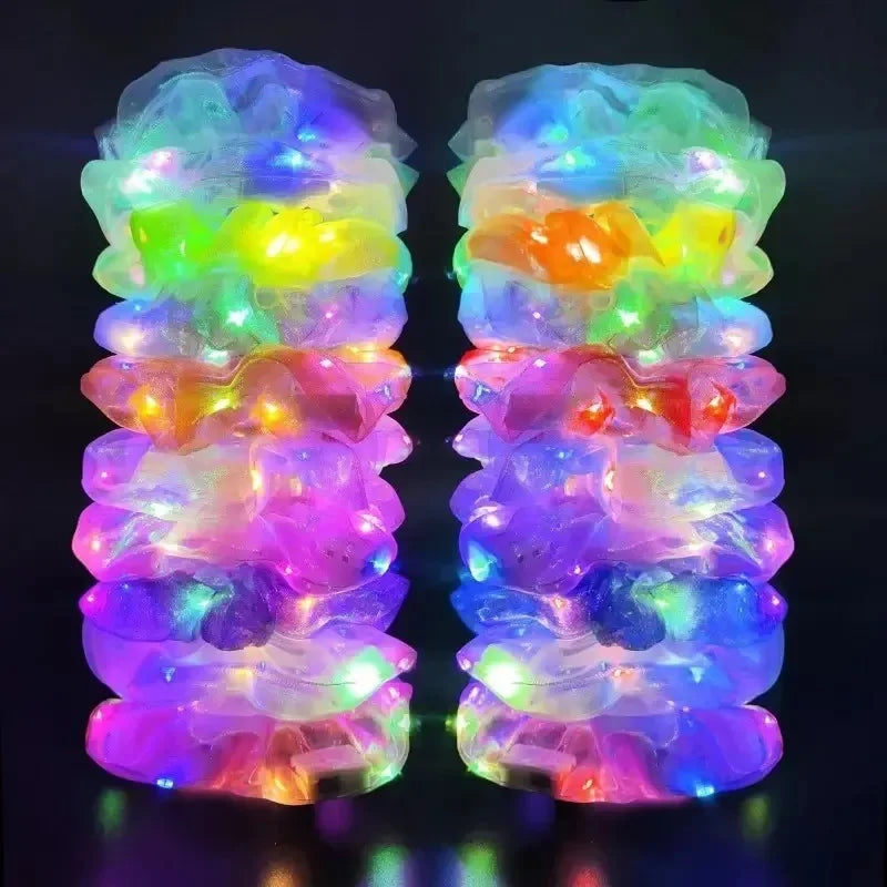LED Glow Sausage Hair Tie Headband – Light-Up Party Hairband